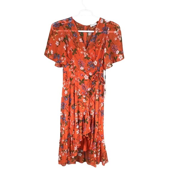 Calvin Klein NWT Womens 6 Floral Chiffon Ruffle Midi Dress Fairycore Bloomcore - Picture 12 of 16